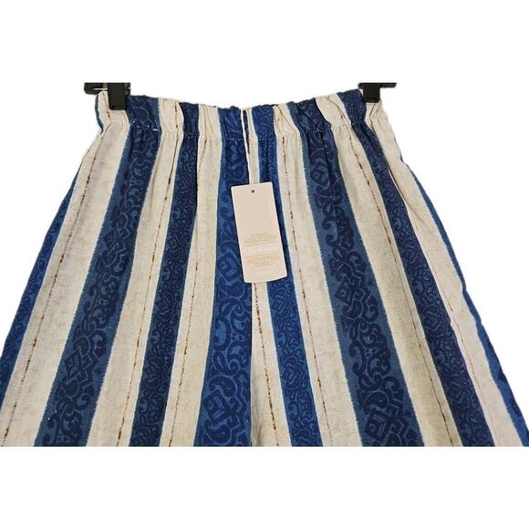 Bellambra~Woman S~Linen Blend Boho Top/Pants 2 Pc. Striped Italy Blue/Beige NWT. - Picture 4 of 16